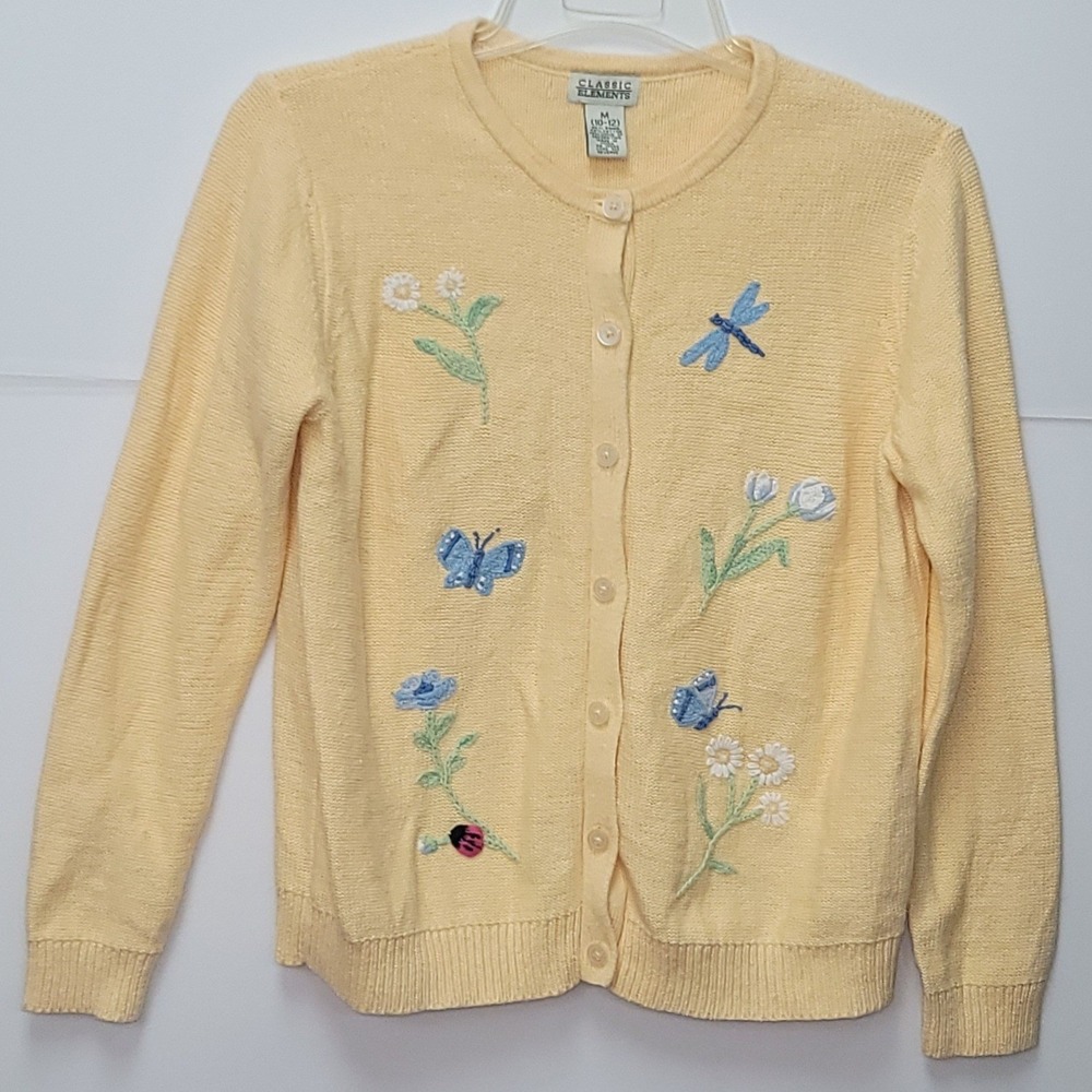 Classic Elements Yellow Embroidered Butterfly Flo… - image 4